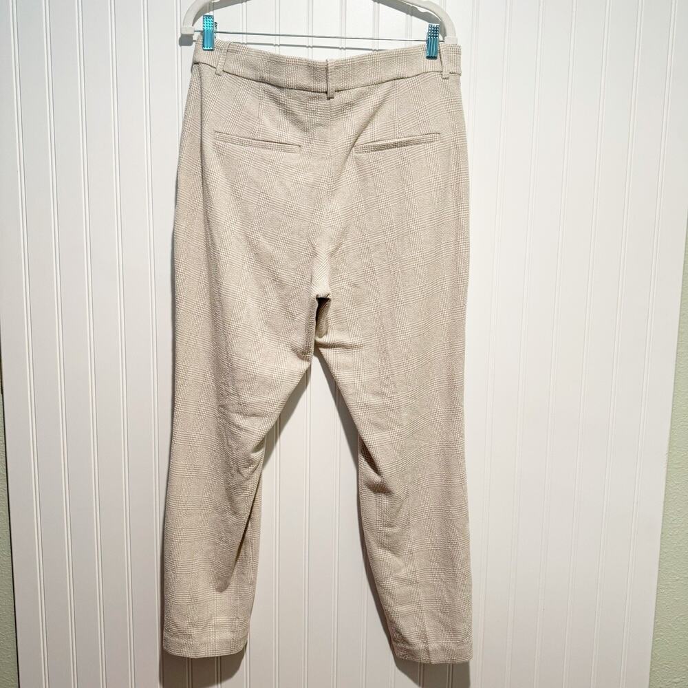 H&M Beige Tan Glen Plaid Ankle Pants Career Work Wear High Waisted Size 12 - Picture 5 of 6